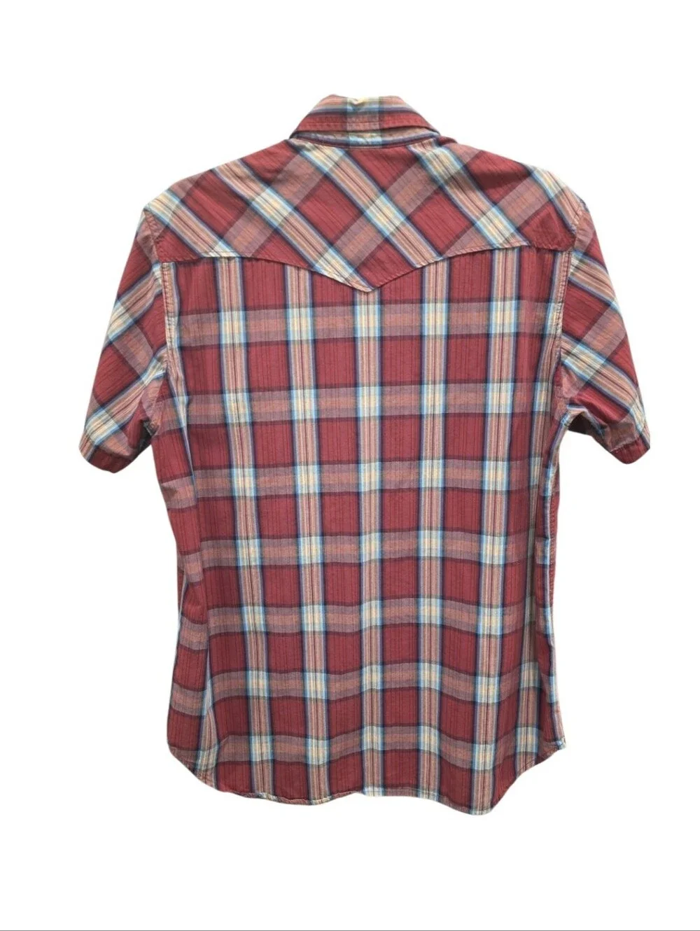 Lucky Brand Western Pearl Snap Shirt Burgandy Plaid Cowboy Ranchwear Y2K. - Picture 2 of 7